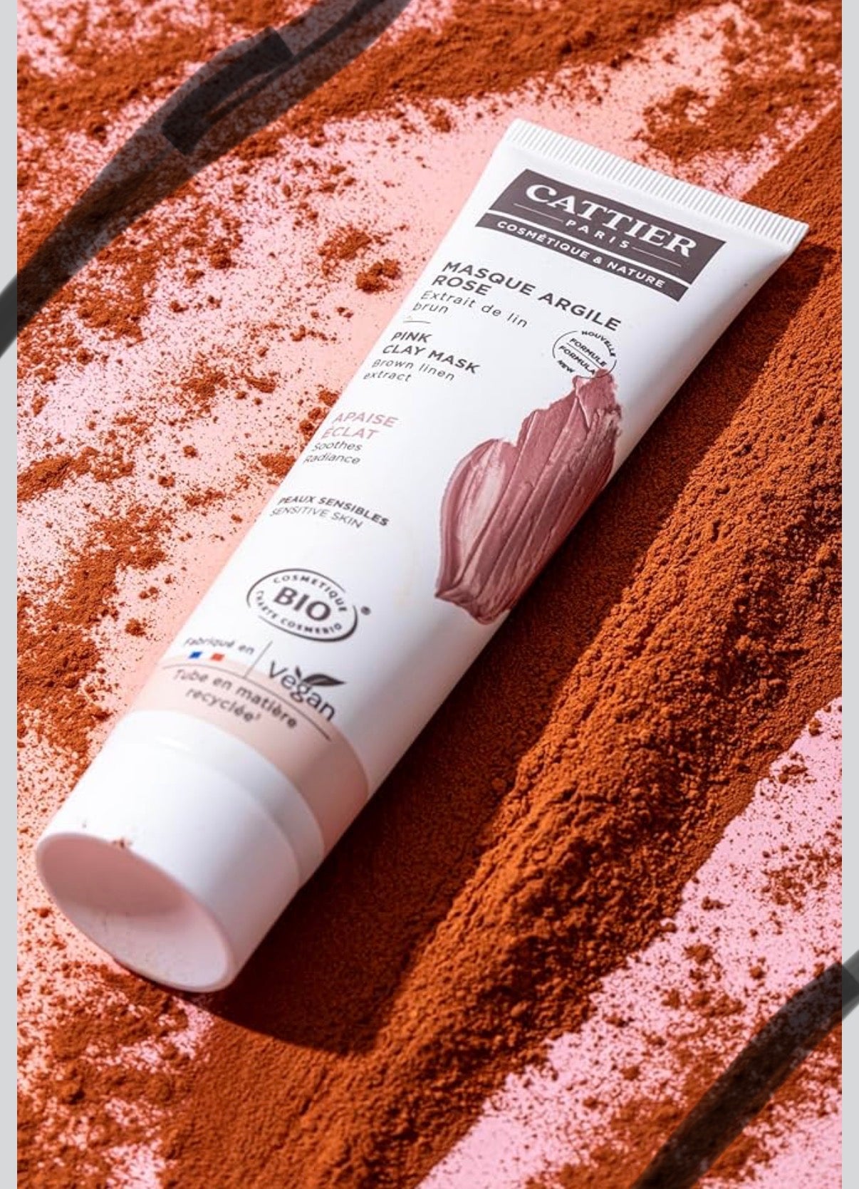 Cattier Masque Argile Rose Peaux Sensibles Bio - 100 ML