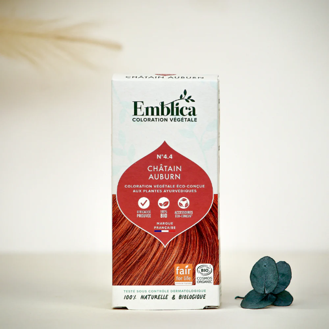 EMBLICA - Coloration végétale 4.4 Châtain Auburn 100 g Bio