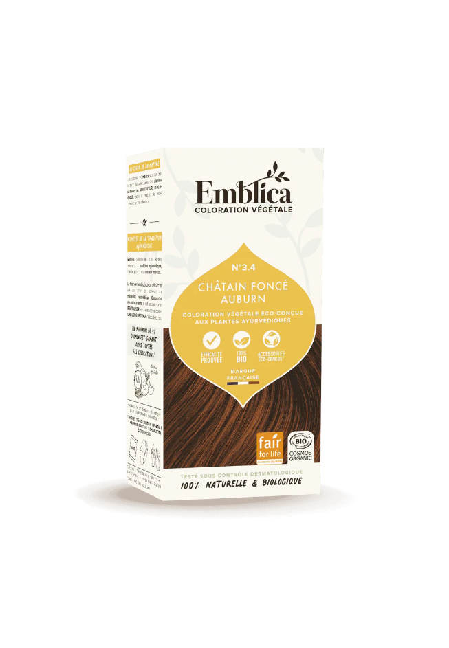 EMBLICA - Coloration végétale 3.4 Châtain Foncé Auburn 100 g Bio