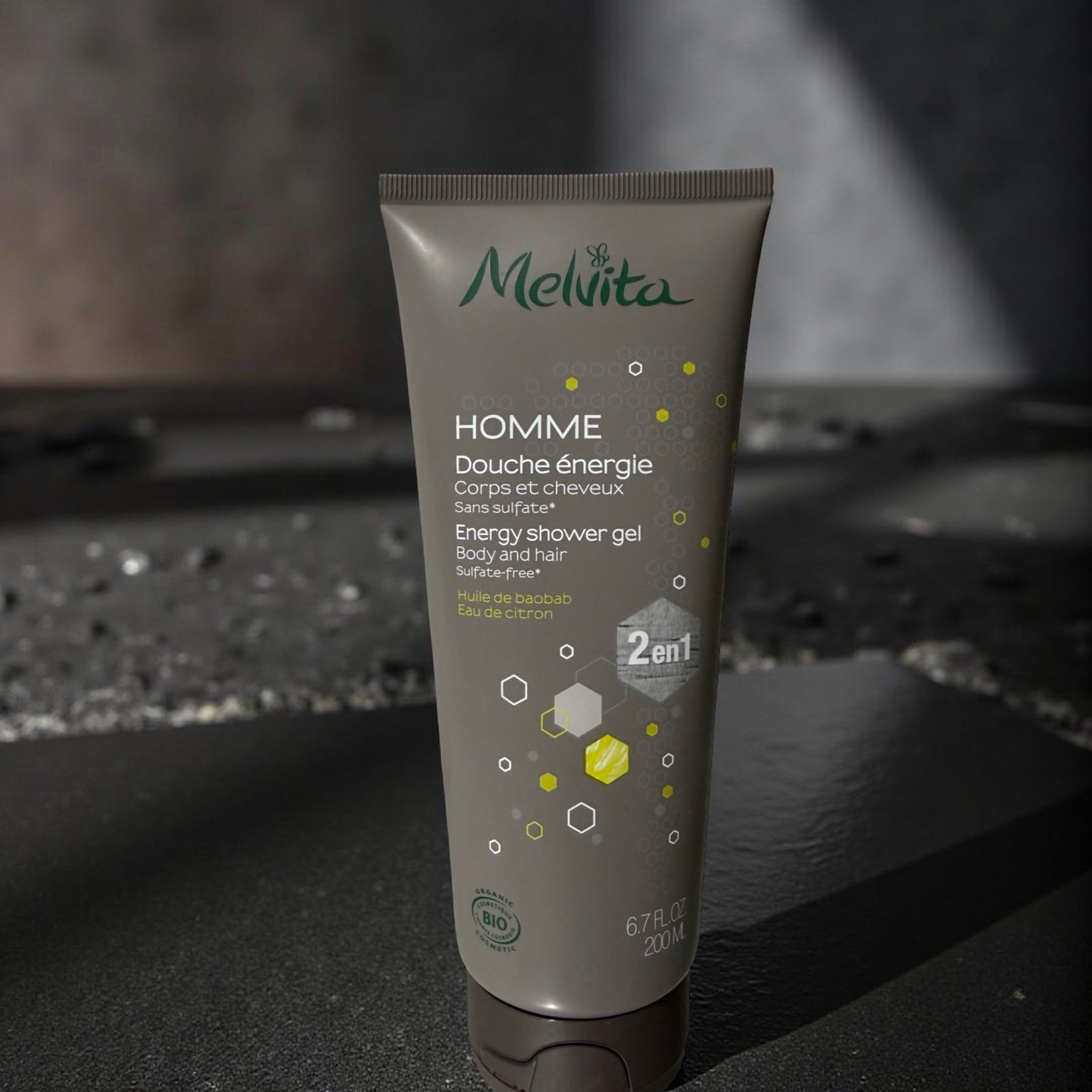 Melvita Homme Douche énergie
Corps et cheveux 2 en 1- Bio 200 ml