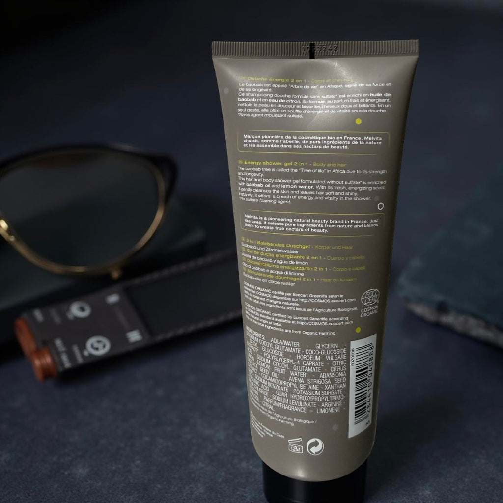 Melvita Homme Douche énergie
Corps et cheveux 2 en 1- Bio 200 ml