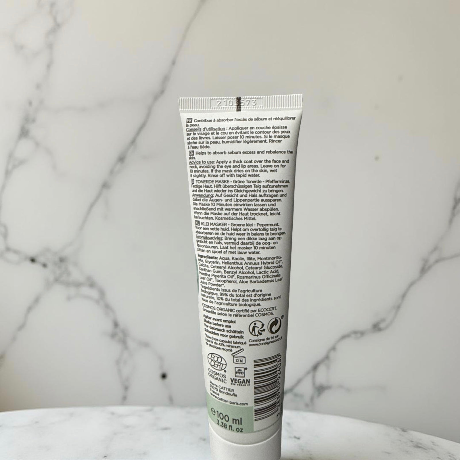 Cattier Masque Argile Verte Menthe 100 ml Bio