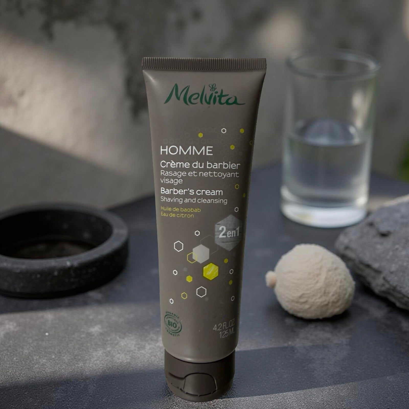 Melvita Homme Crème du Barbier 2 en 1 Bio 125 Ml