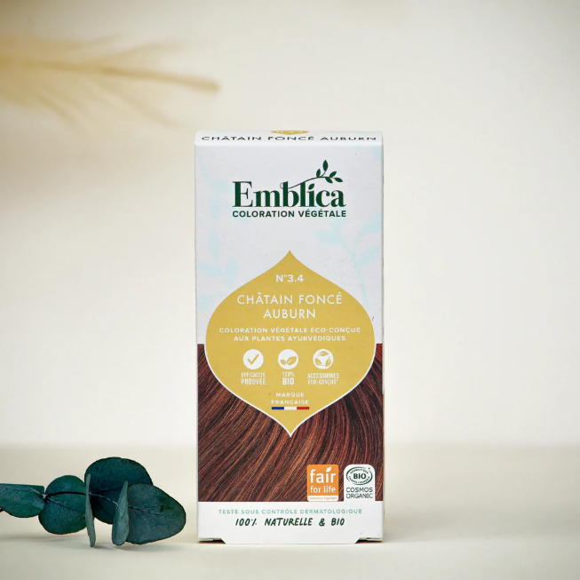 EMBLICA - Coloration végétale 3.4 Châtain Foncé Auburn 100 g Bio