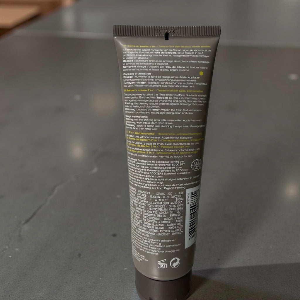 Melvita Homme Crème du Barbier 2 en 1 Bio 125 Ml