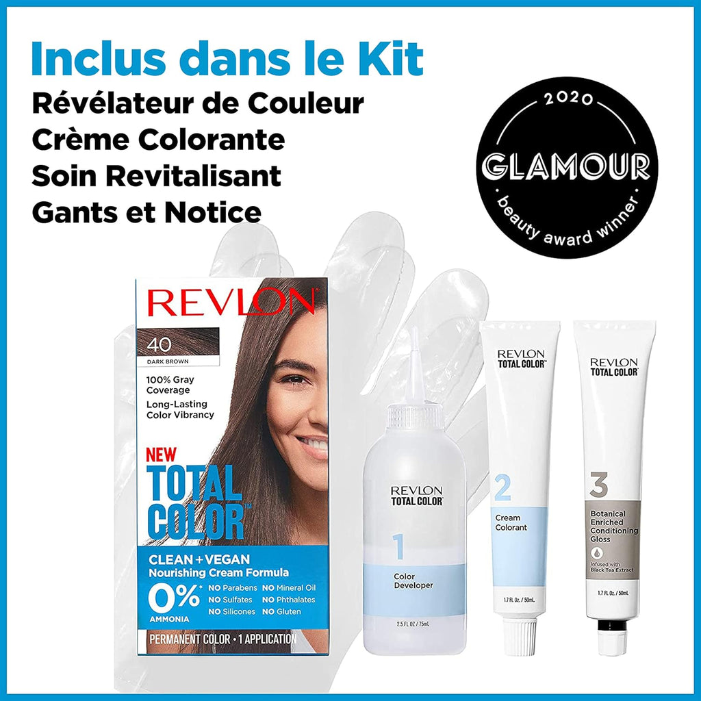Revlon Total Color Coloration Permanente Clean & Vegan N°40 Châtain Foncé